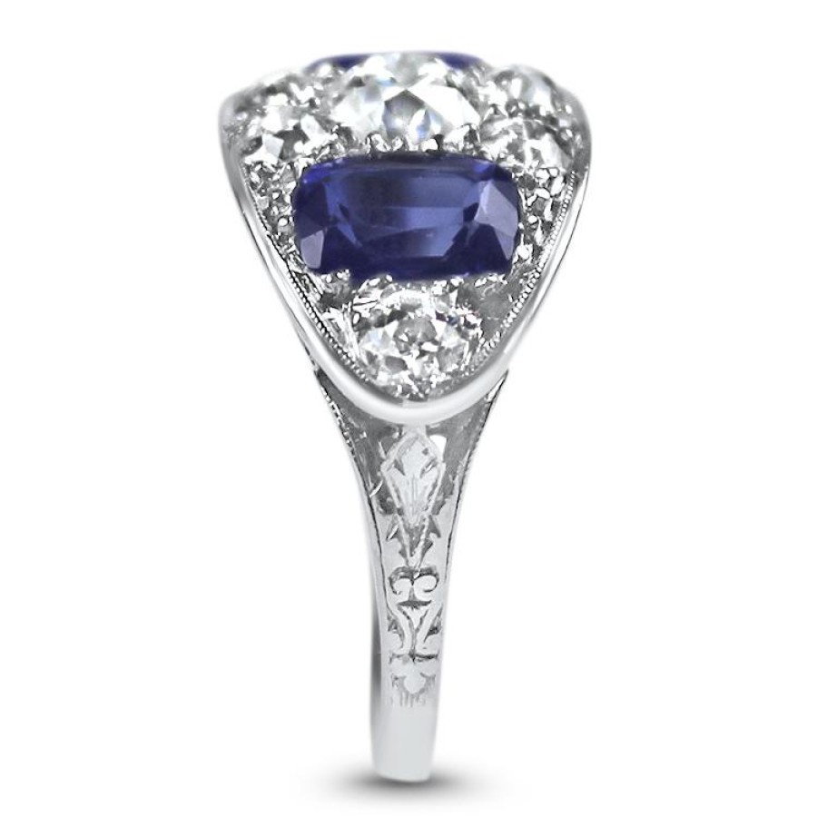 Estate PAGE Estate | Estate Platinum Old European Cut Diamond And Synthetic Sapphire Vintag