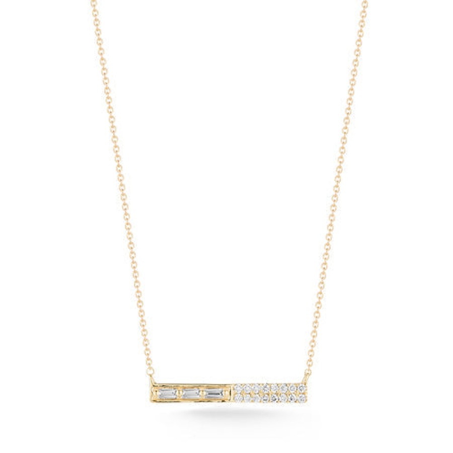 Jewelry Dana Rebecca Designs Diamond Necklaces & Pendants | Dana Rebecca Designs Sadie Pearl Baguette And Pave Diamond Bar Necklac