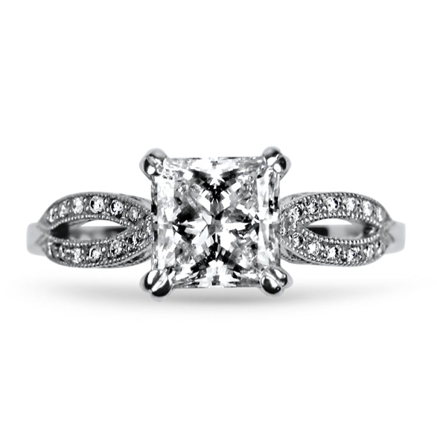 Estate PAGE Estate | Estate Tacori Ribbon 18K White Gold 1.26Cts Firemark Princess Cut Diam