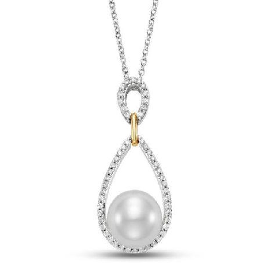 Jewelry Mastoloni Diamond Necklaces & Pendants | Mastoloni 18K White Gold "Elena" Pearl & Diamond Necklace