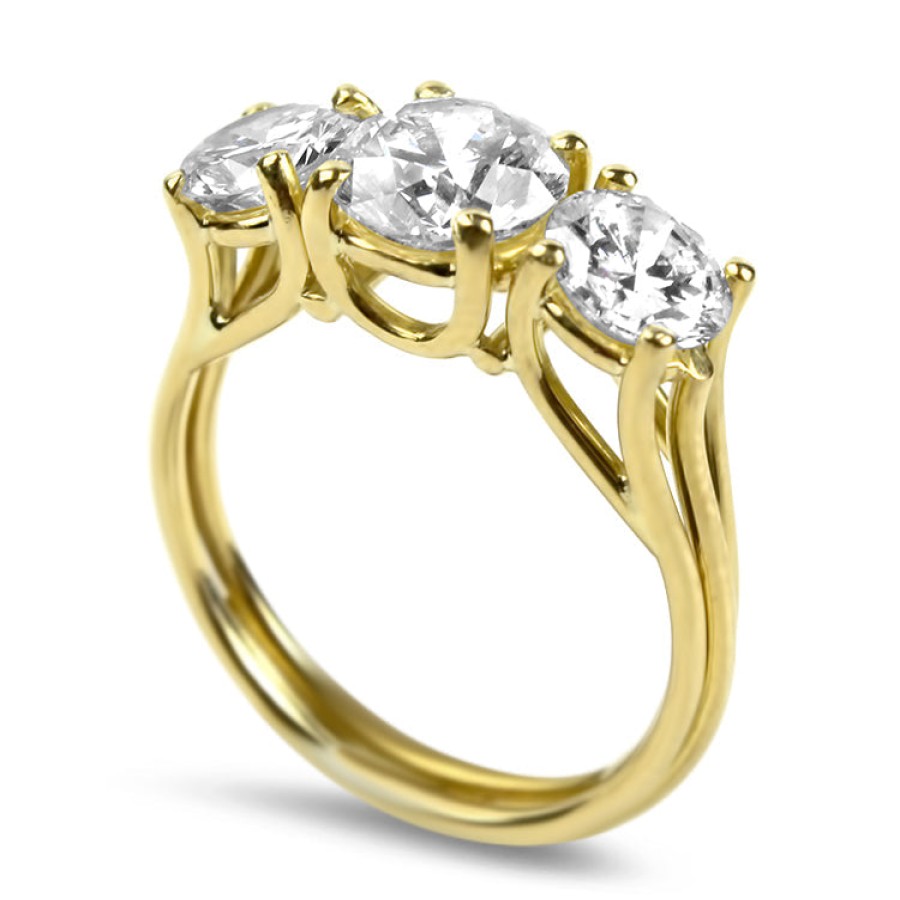 Estate PAGE Estate | Estate 18K Yellow Gold 1.30Cts Three-Stone Diamond Engagement Ring