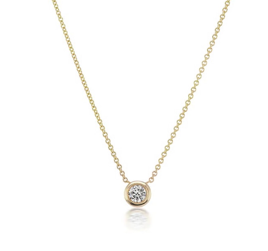 Jewelry David Weisz Diamond Necklaces & Pendants | David Weisz 18K Yellow Gold .52Ct Diamond Bezel Solitaire Pendant