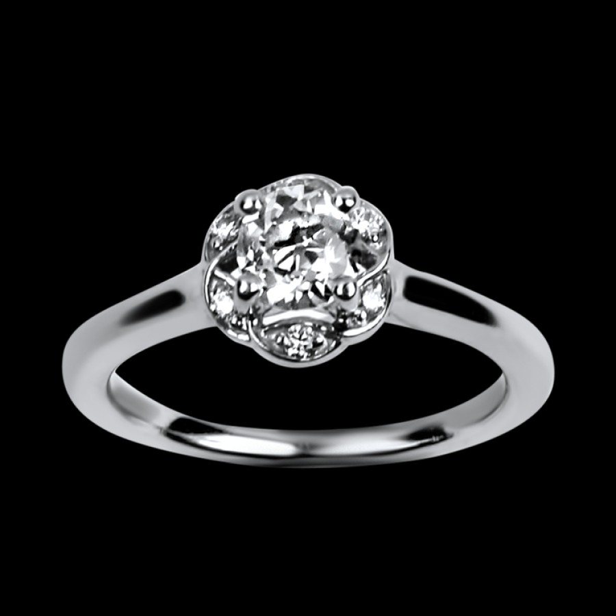 Estate PAGE Estate | Estate 14K White Gold Floral Halo .47Ct Diamond Ring