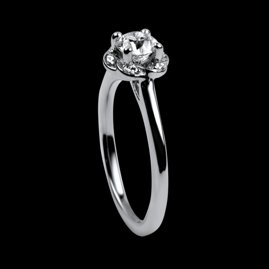 Estate PAGE Estate | Estate 14K White Gold Floral Halo .47Ct Diamond Ring