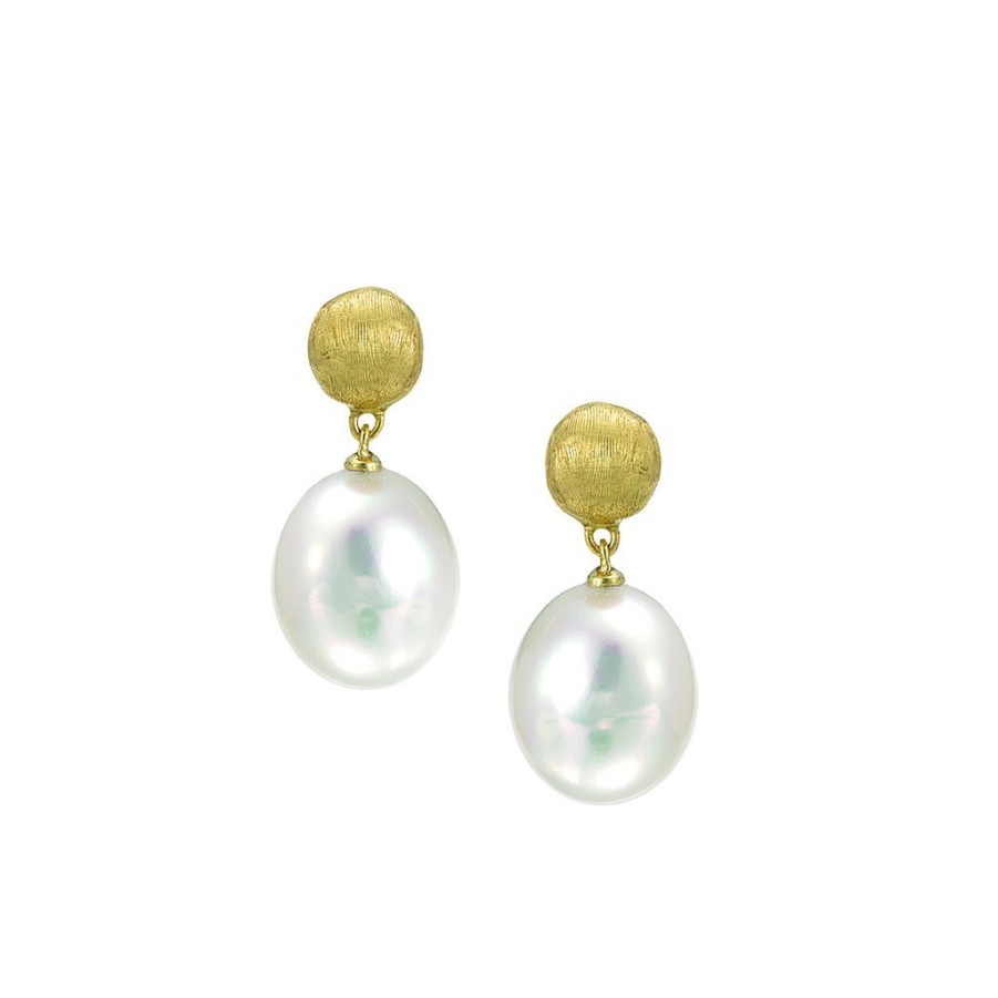 Jewelry Marco Bicego Dangle & Drop Earrings | Marco Bicego Africa Collection 18K Yellow Gold And Pearl Small Drop Ea