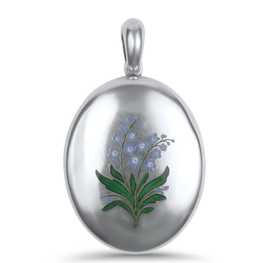 Estate PAGE Estate | Estate Silver Victorian Oval Floral Enameled Locket