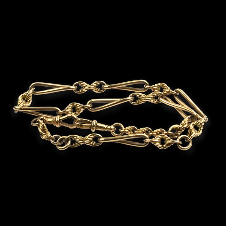 Estate PAGE Estate | Estate Antique 9K Yellow Gold Fancy Link Watch Chain