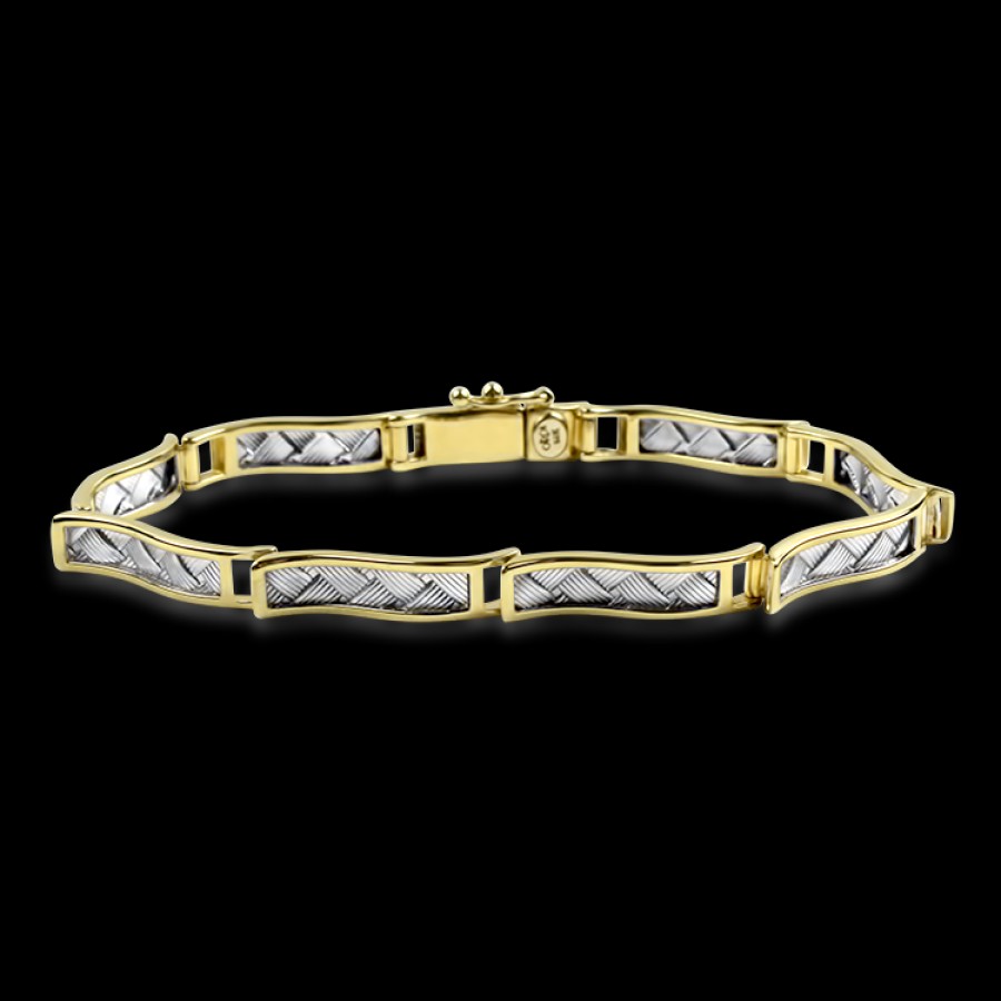 Estate PAGE Estate | Estate 14K Yellow And White Gold Wavy Bar Bracelet