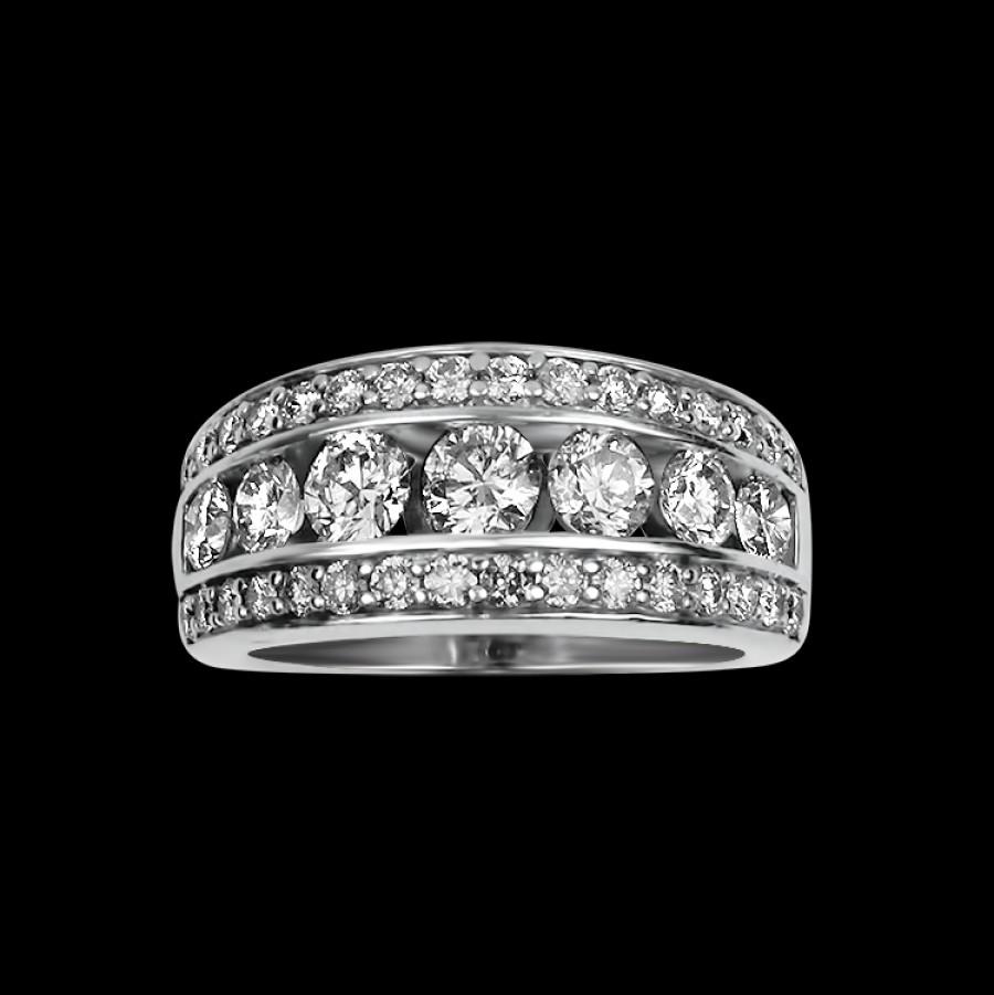 Estate PAGE Estate | Estate 14K White Gold Three-Row Diamond Ring