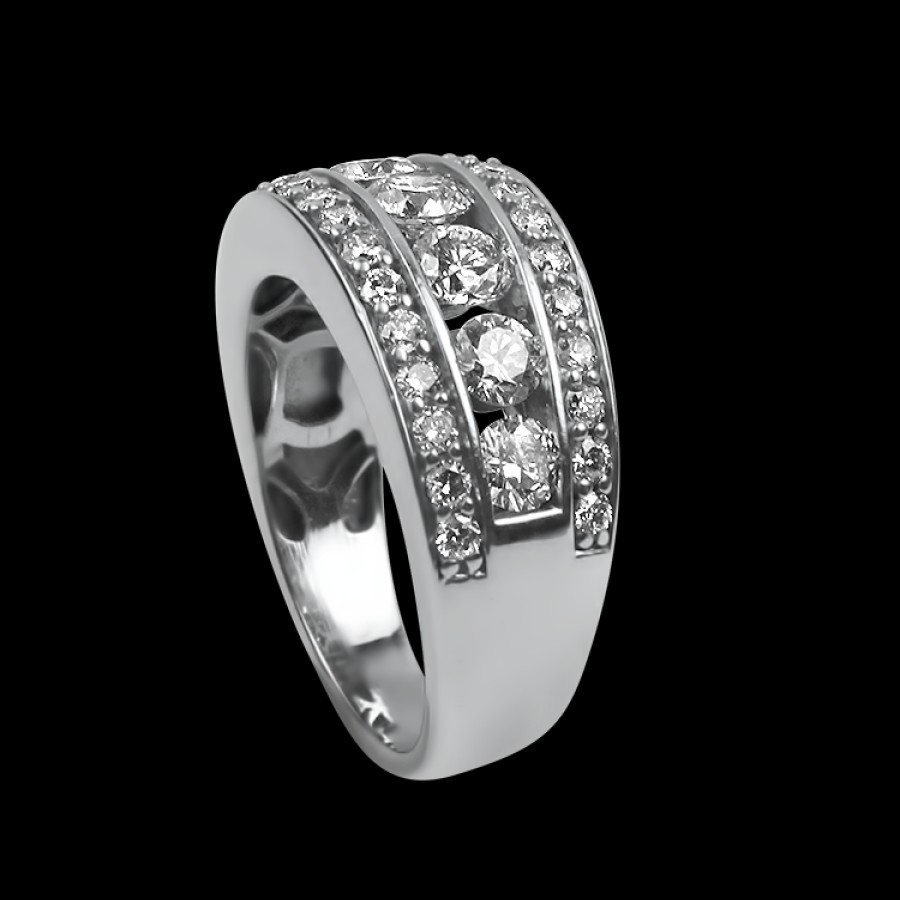 Estate PAGE Estate | Estate 14K White Gold Three-Row Diamond Ring