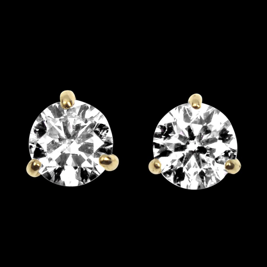 Jewelry Springer's Collection Diamond Earrings | Springer'S Collection 14K Yellow Gold 1.80Cts. Three-Prong Diamond Stu