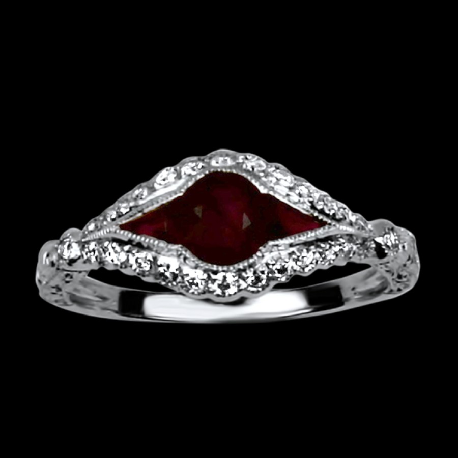 Estate PAGE Estate | Estate 14K White Gold Ruby & Diamond Ring