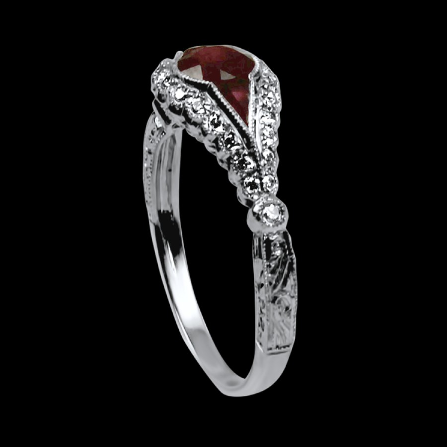 Estate PAGE Estate | Estate 14K White Gold Ruby & Diamond Ring