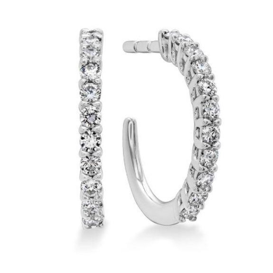 Jewelry Hearts on Fire Diamond Earrings | Hearts On Fire 18K White Gold Signature Round Diamond Hoop - X-Small