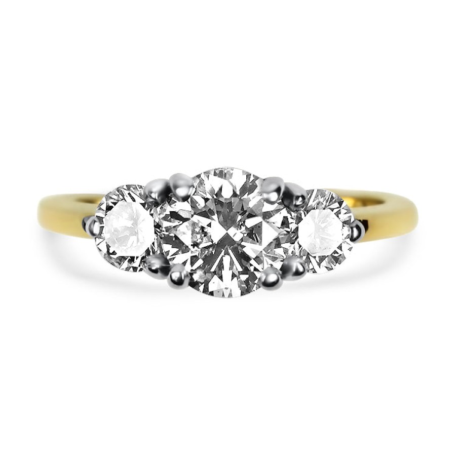 Estate PAGE Estate | Estate 14K Yellow And White Gold 1.08Cts Three Stone Diamond Ring