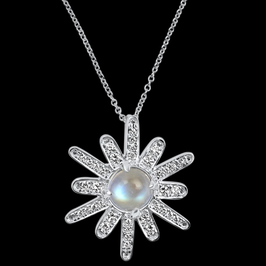 Jewelry Mark Henry Diamond Necklaces & Pendants | Mark Henry 18K White Gold Diamond And Moonstone Necklace