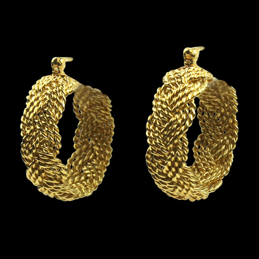 Estate Estate AGA Correa | Estate 18K Yellow Gold A.G.A. Correa "Turk'S Head" Hoop Earrings