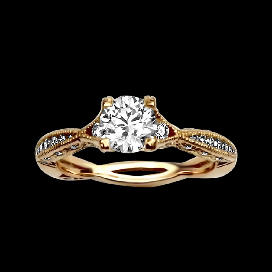 Estate Tacori Engagement | Estate Tacori Classic Cresent 18K Rose Gold .79Ct Heartstar Diamond So