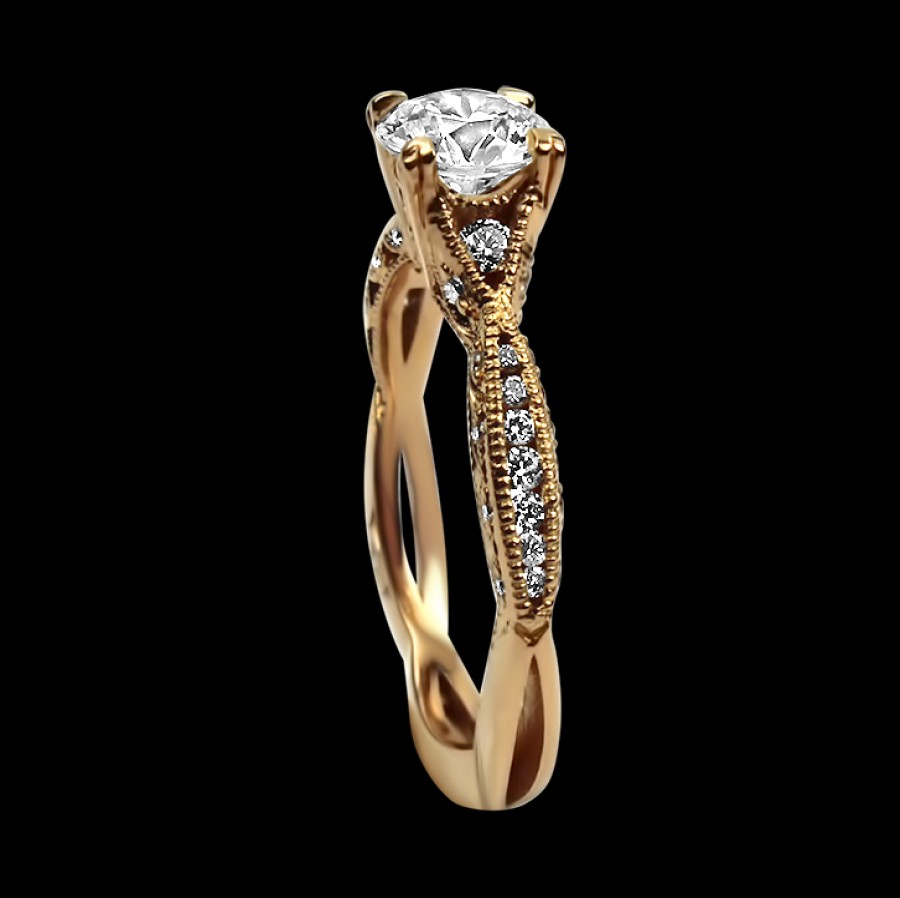 Estate Tacori Engagement | Estate Tacori Classic Cresent 18K Rose Gold .79Ct Heartstar Diamond So