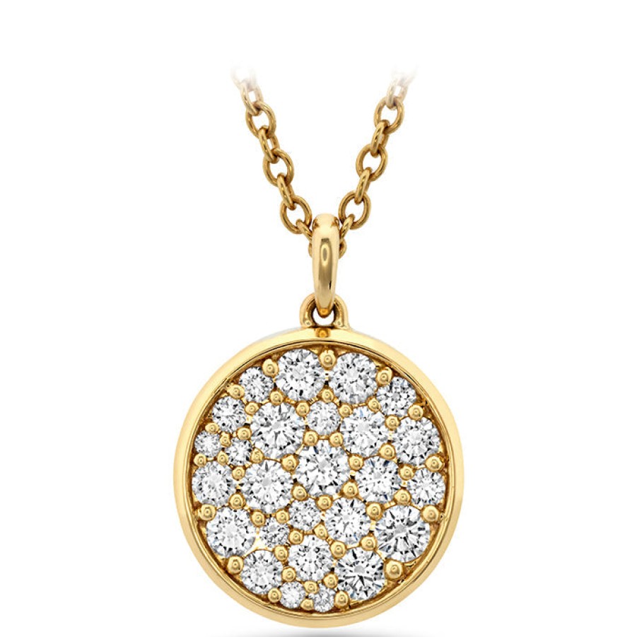 Jewelry Memoire Diamond Necklaces & Pendants | Memoire Luna 18K Yellow Gold Pave Diamond Medallion Necklace