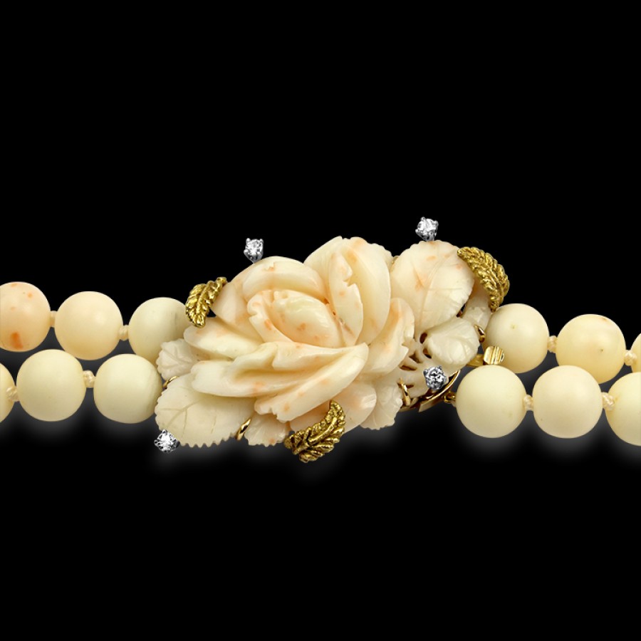 Estate PAGE Estate | Estate 14K Yellow Gold Coral Bead Necklace