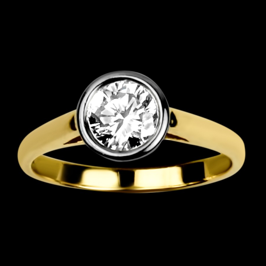 Estate PAGE Estate | Estate 18K Yellow Gold & Platinum Solitaire Bezel .96Ct Diamond Engage