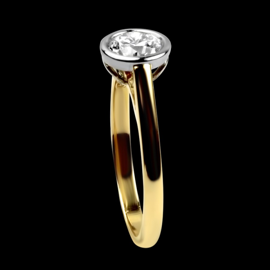 Estate PAGE Estate | Estate 18K Yellow Gold & Platinum Solitaire Bezel .96Ct Diamond Engage