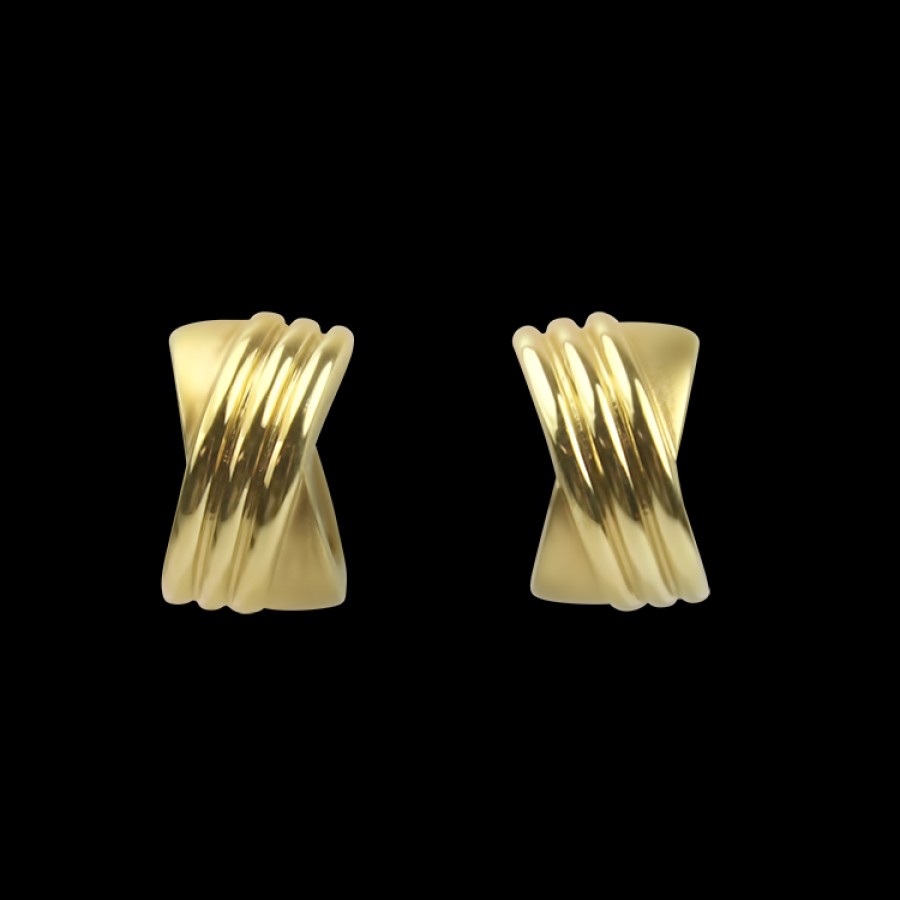 Estate PAGE Estate | Estate 14K Yellow Gold Crossover Huggie Earrings