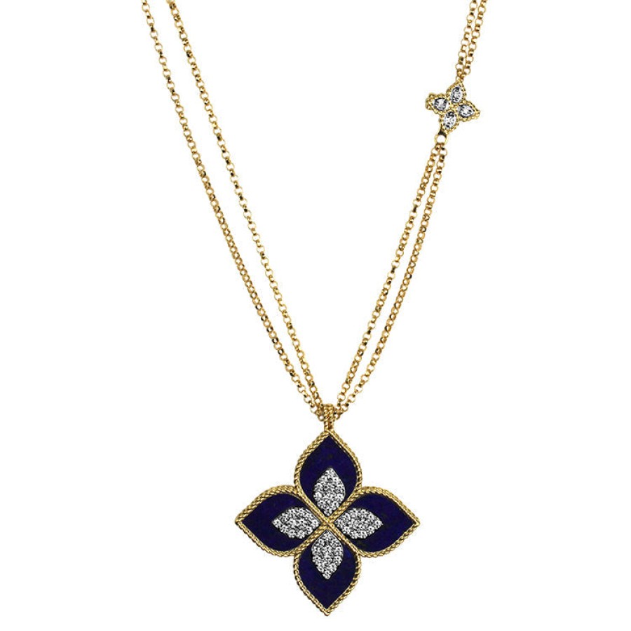 Jewelry Roberto Coin Diamond Necklaces & Pendants | Roberto Coin Venetian Princess 18K Rose Gold Lapis And Diamond Necklac