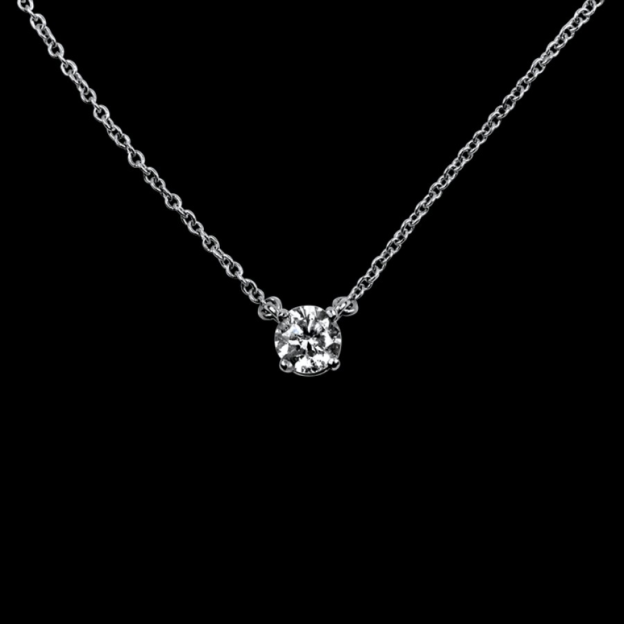 Estate 1870 Collection | Estate 14K White Gold Diamond Solitaire Necklace