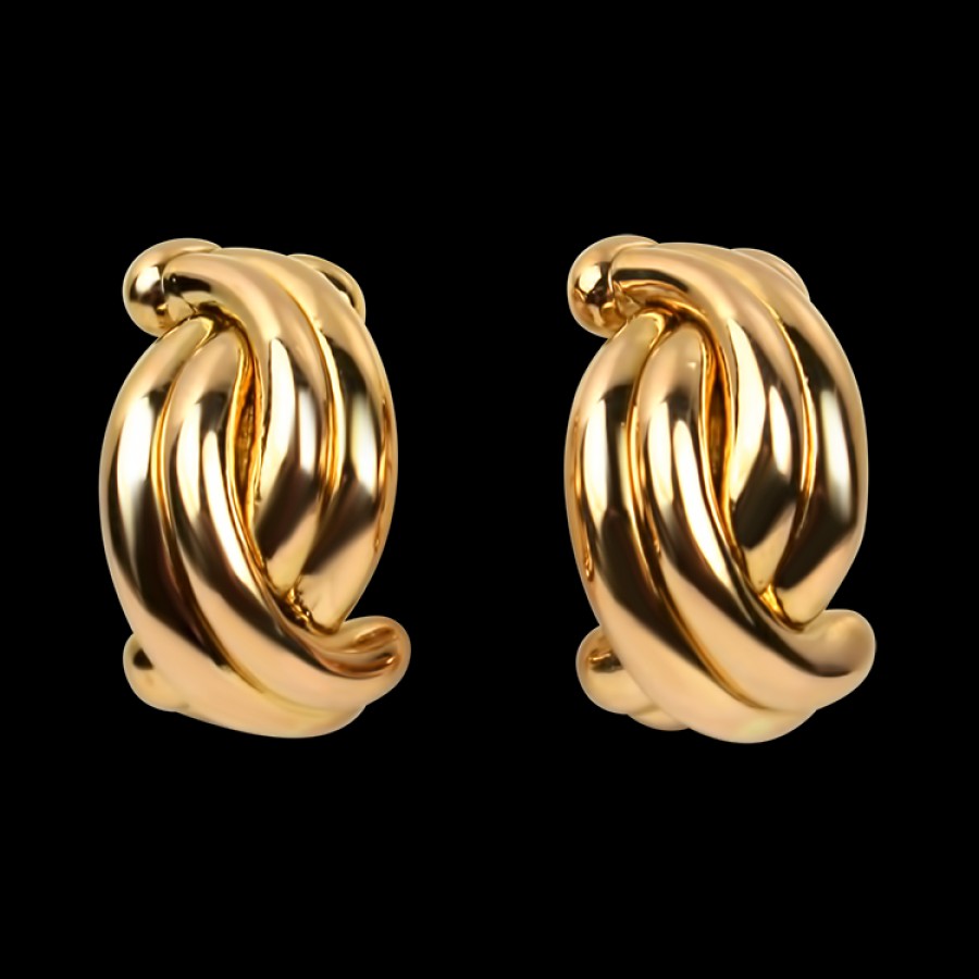 Estate PAGE Estate | Estate 14K Yellow Gold Crossover Half Hoop Earrings