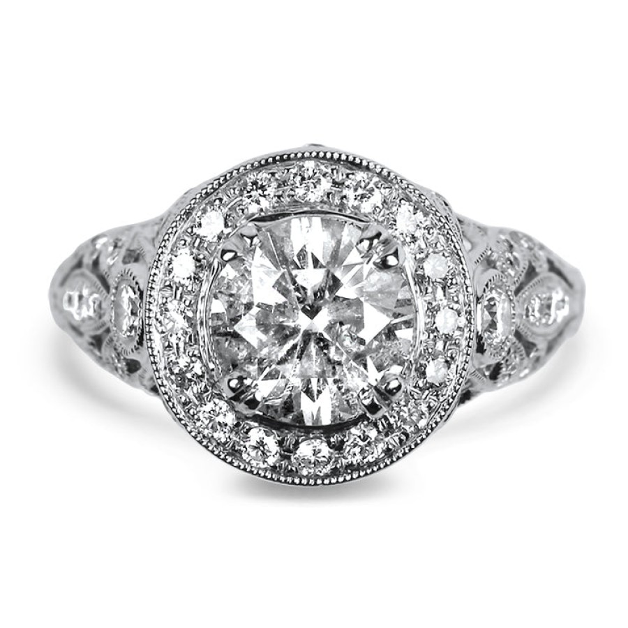 Estate PAGE Estate | Estate 18K White Gold Diamond Halo Ring