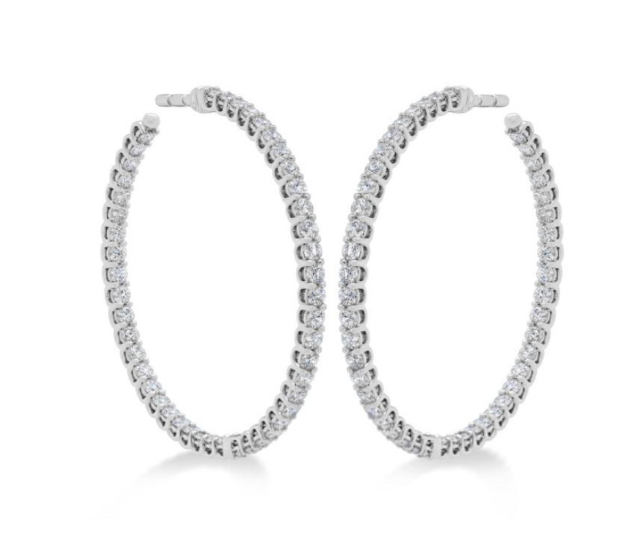 Jewelry Hearts on Fire Diamond Earrings | Hearts On Fire Signature Round Inside Out Diamond Hoop - Medium