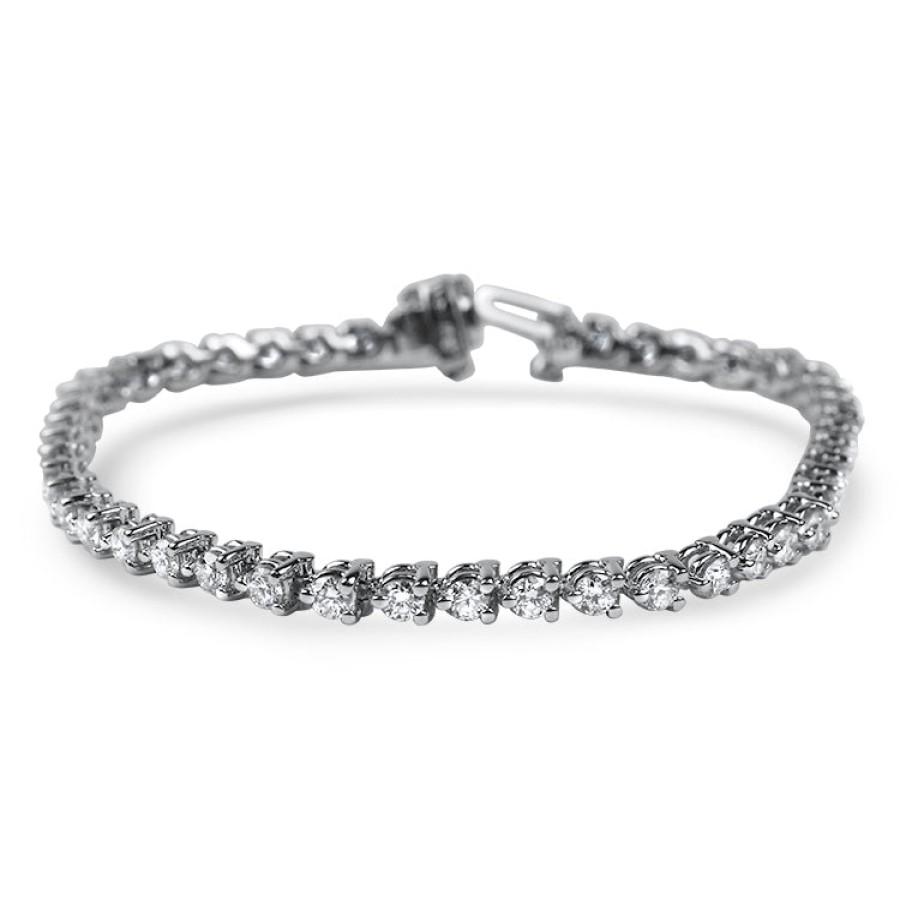 Jewelry Sincerely, Springer's Tennis + Line Bracelets | Sincerely, Springer'S White Gold Three Prong "Martini" Diamond Tennis