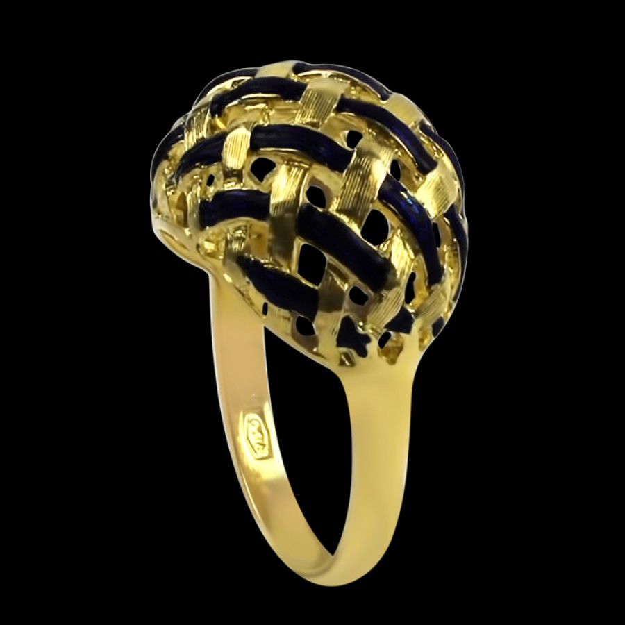 Estate PAGE Estate | Estate 18K Yellow Gold Enamel Weave Dome Ring