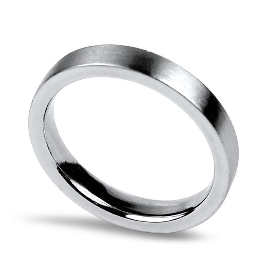 Estate PAGE Estate | Estate Platinum Flat Comfort Fit 3Mm Brushed Finish Wedding Band