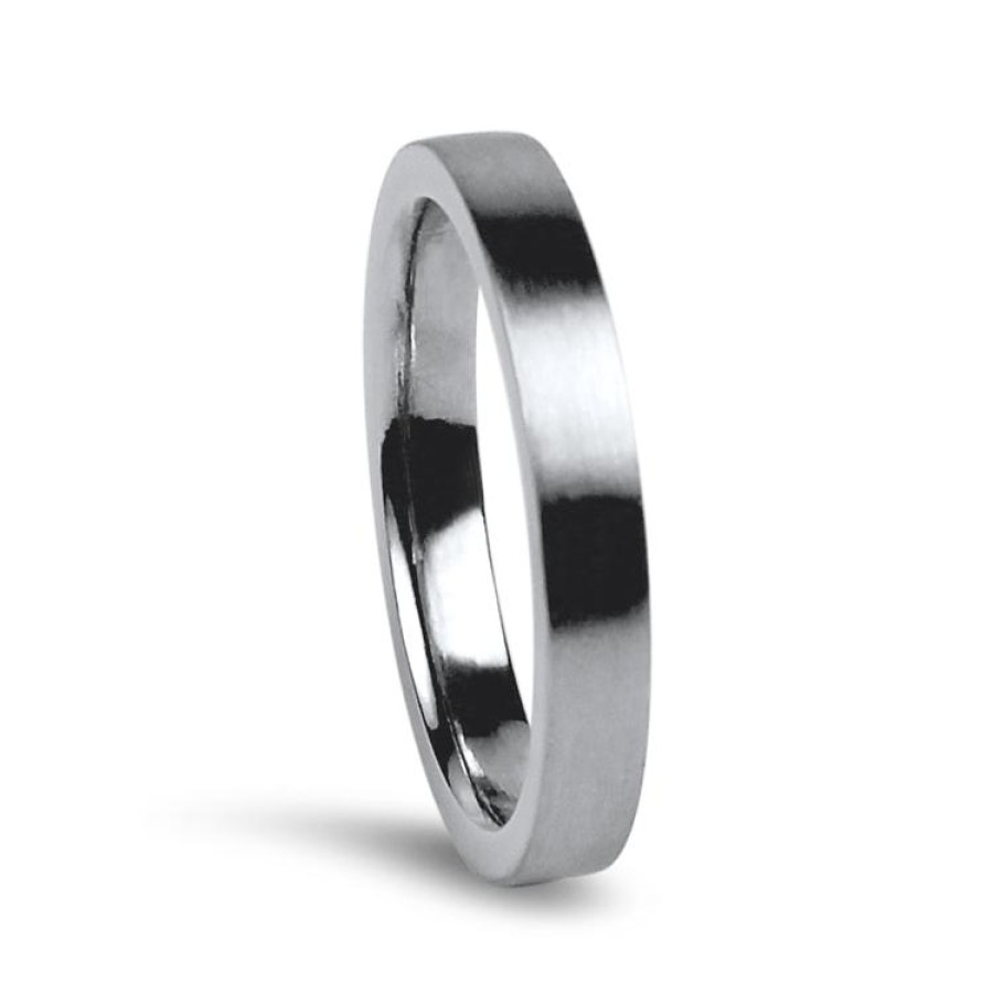 Estate PAGE Estate | Estate Platinum Flat Comfort Fit 3Mm Brushed Finish Wedding Band