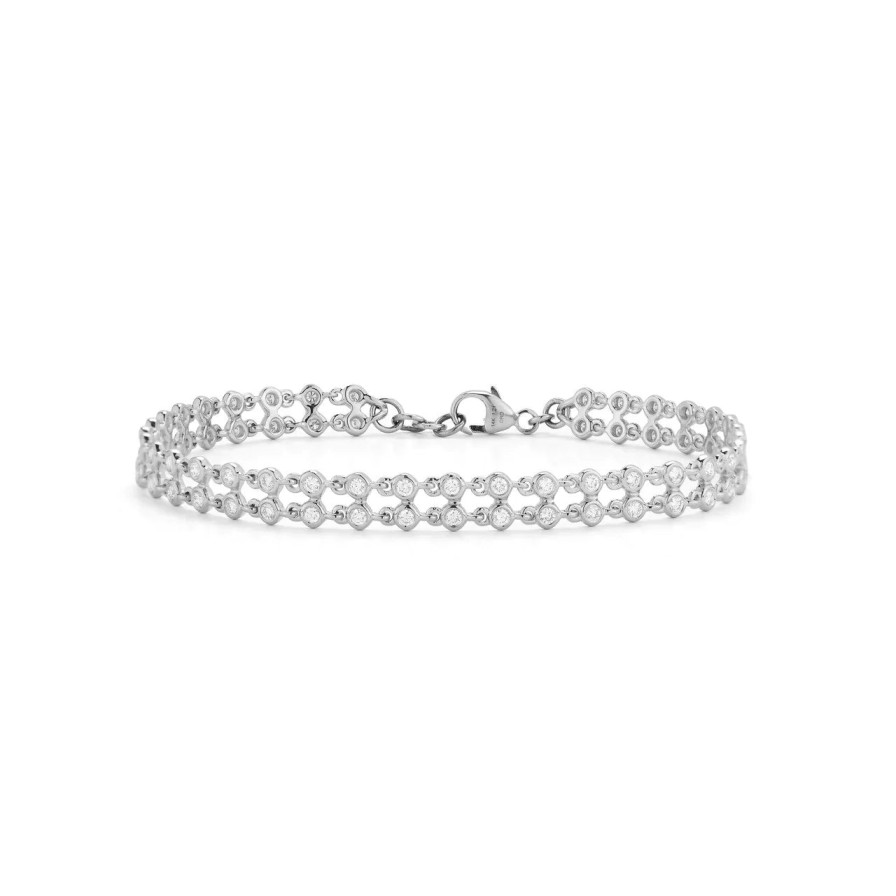 Jewelry Dana Rebecca Designs Tennis + Line Bracelets | Dana Rebecca Designs Lulu Jack Double Row Bezel Bracelet - White Gold