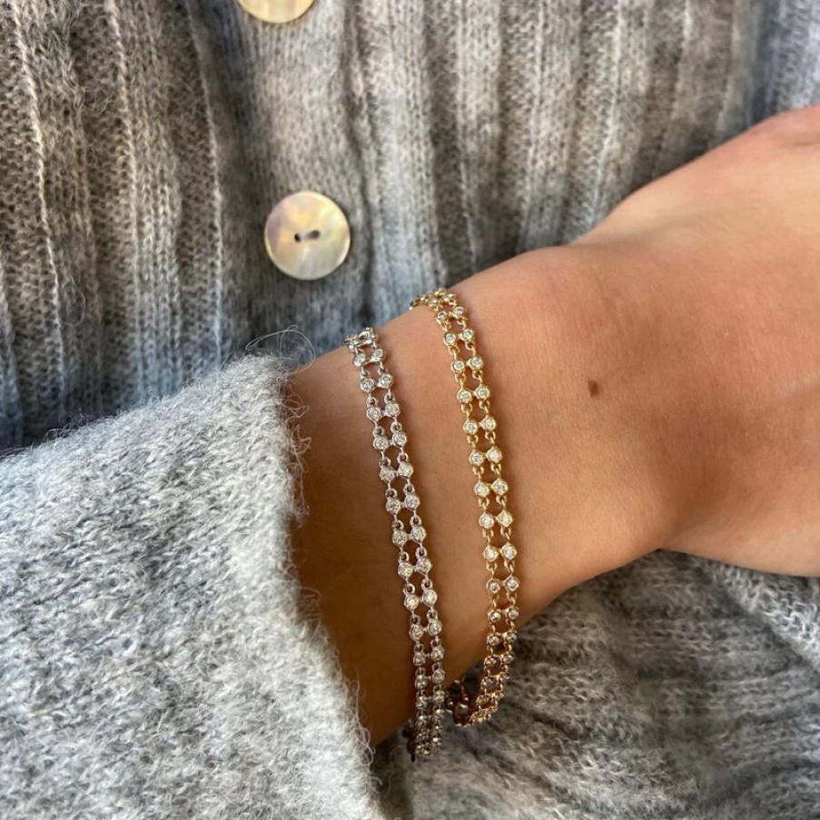 Jewelry Dana Rebecca Designs Tennis + Line Bracelets | Dana Rebecca Designs Lulu Jack Double Row Bezel Bracelet - White Gold