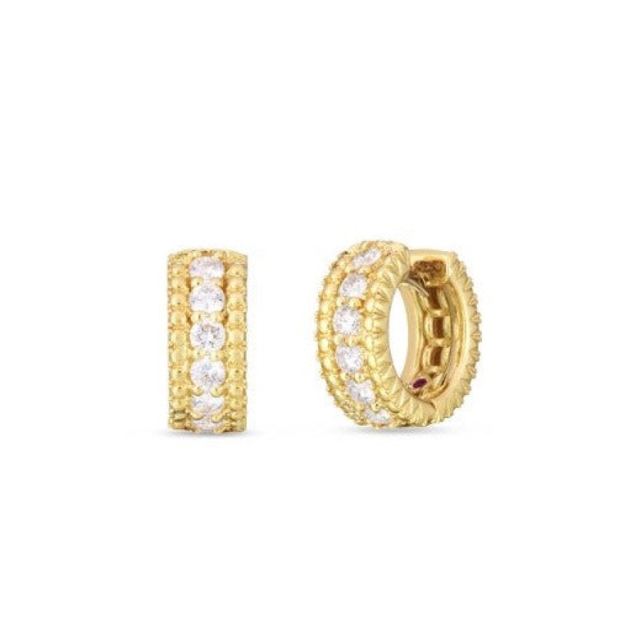 Jewelry Roberto Coin Diamond Earrings | Roberto Coin Siena 18K Yellow Gold Diamond Hoop Earrings