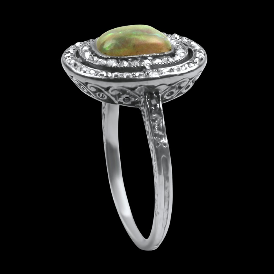 Estate PAGE Estate | Estate Antique Platinum Opal & Diamond Ring