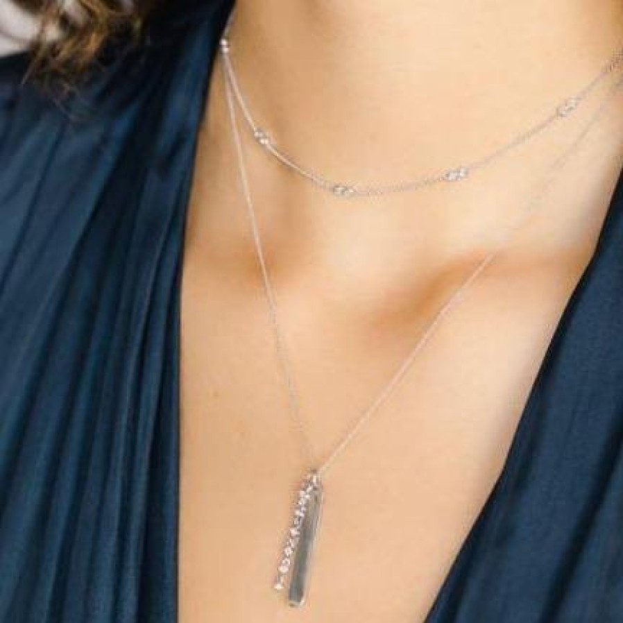 Jewelry Dana Rebecca Designs Diamond Necklaces & Pendants | Dana Rebecca Designs Lulu Jack Vertical Bar And Diamond Bezel Link Nec