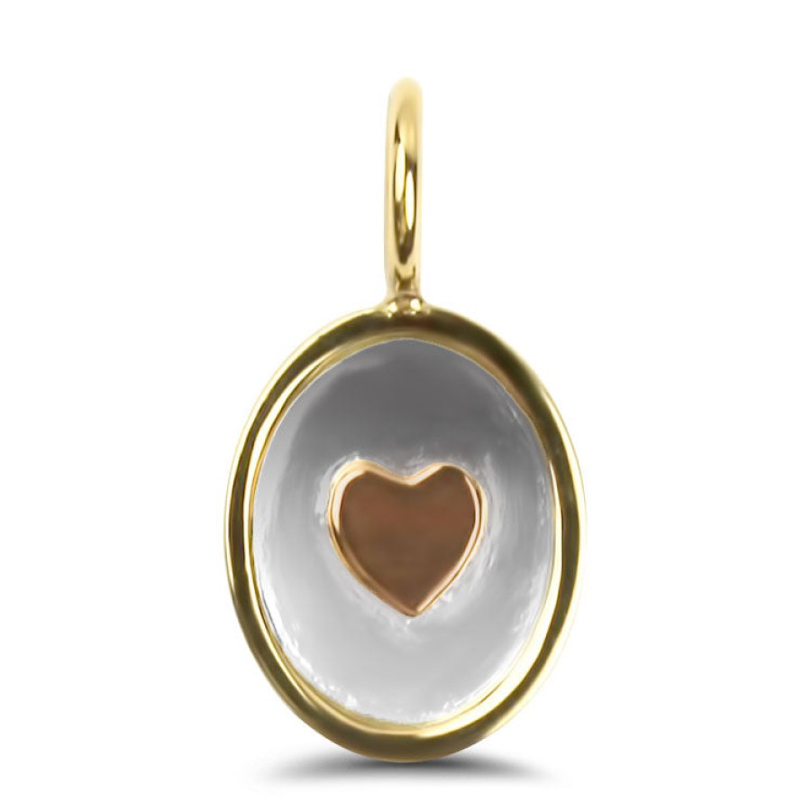 Estate PAGE Estate | Estate Sterling Silver & 14K Gold Oval Heart Charm/Pendant