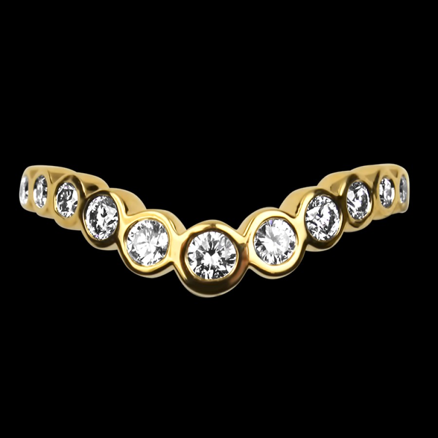 Jewelry Mark Henry Diamond Rings | Mark Henry 18K Yellow Gold "Bubbly" Curved Diamond Band