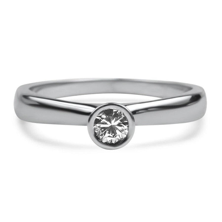 Estate PAGE Estate | Estate 18K White Gold Modern .15Ct High Profile Bezel Diamond Ring