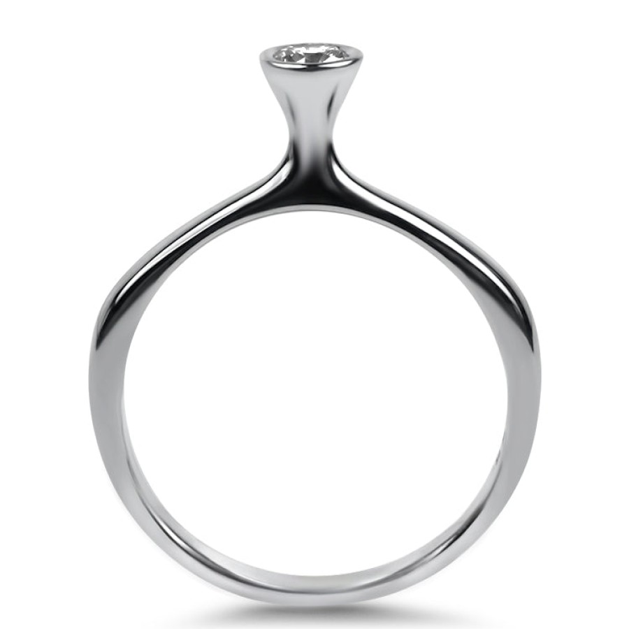 Estate PAGE Estate | Estate 18K White Gold Modern .15Ct High Profile Bezel Diamond Ring