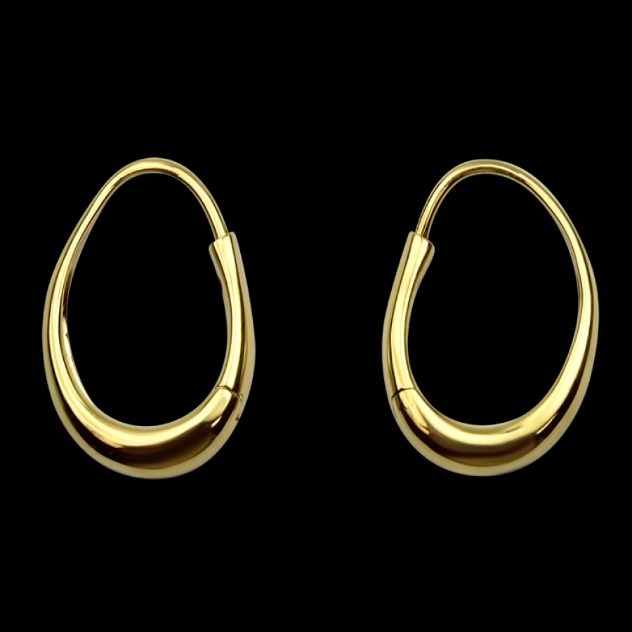 Estate Roberto Coin | Roberto Coin Estate 18K Yellow Gold Tapered Oval Hoop Earrings