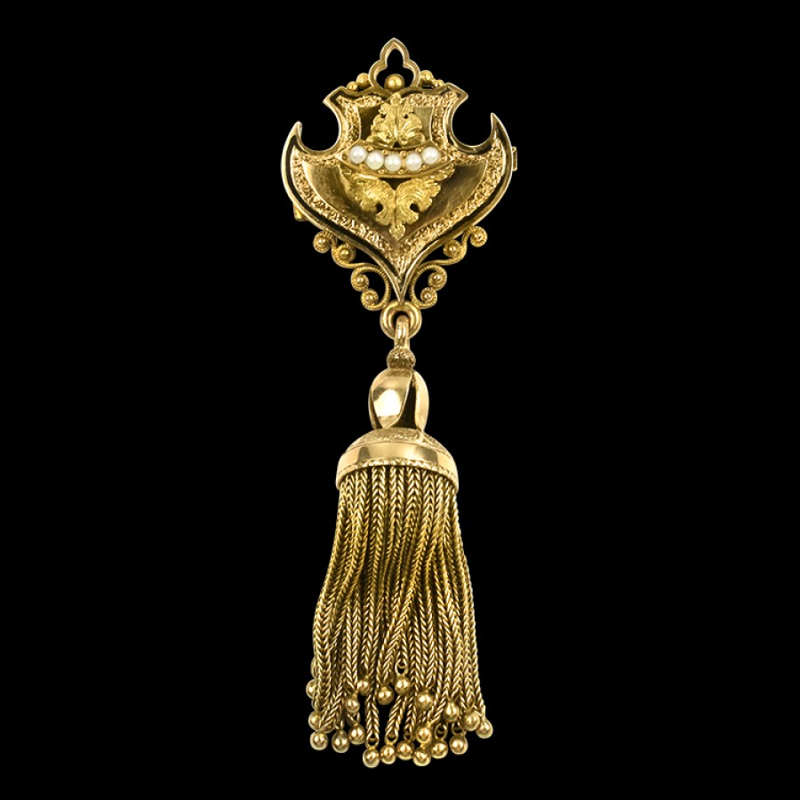 Estate PAGE Estate | Estate 12K Rose Gold Shield And Tassel Brooch And Pendant