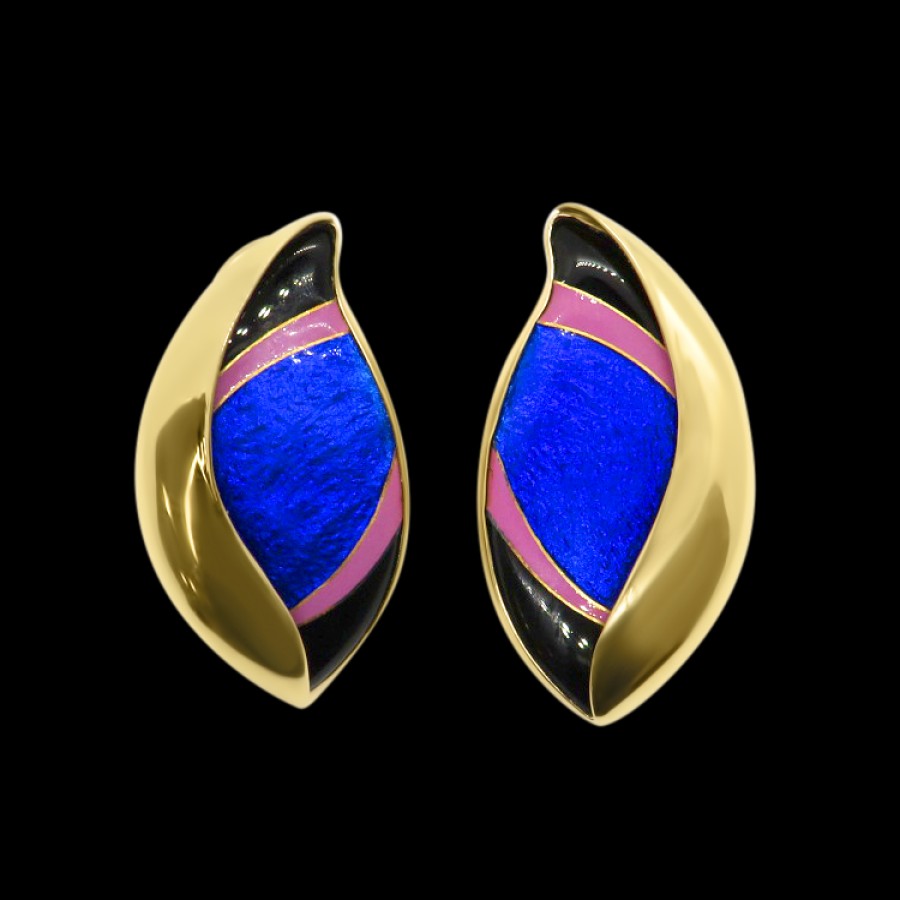 Estate PAGE Estate | Estate 14K Yellow Gold Cloisonne Earrings