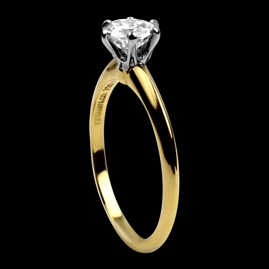 Estate Estate Tiffany & Co. | Estate Tiffany & Co. Platinum 18K Yellow Gold Diamond Solitaire Engage